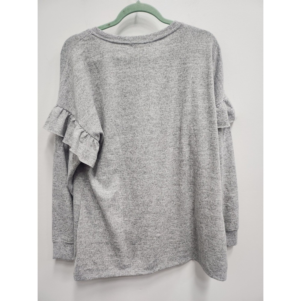 No Comment NY.LA Womens Tunic Top Size 2X Gray Brushed Ruffle Long Sleeve NWT - Picture 8 of 9